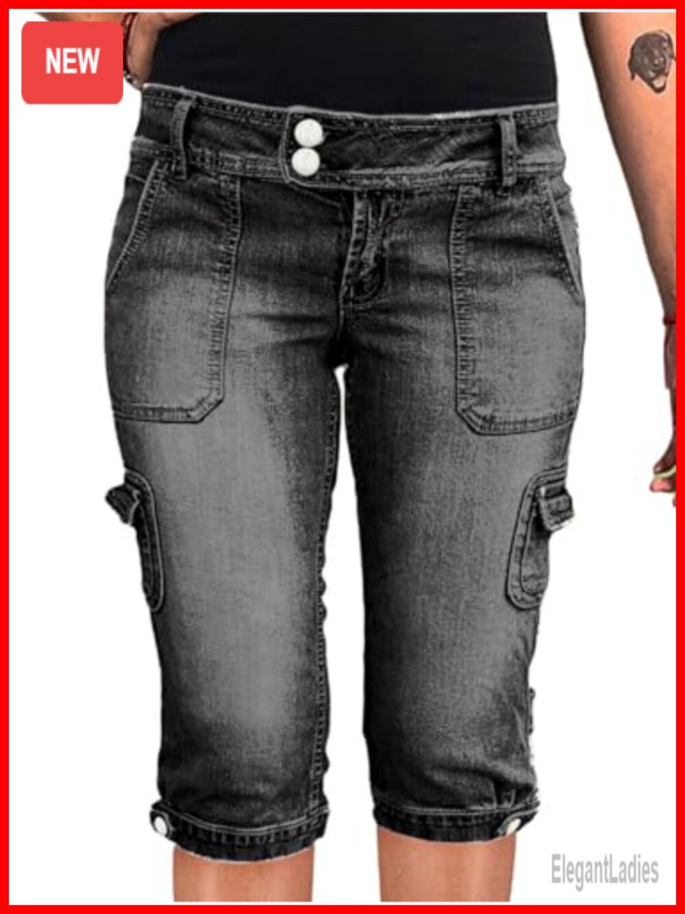 Bermuda Shorts Low Waist Skinny Cargo Capris Summer Casual Stretchy